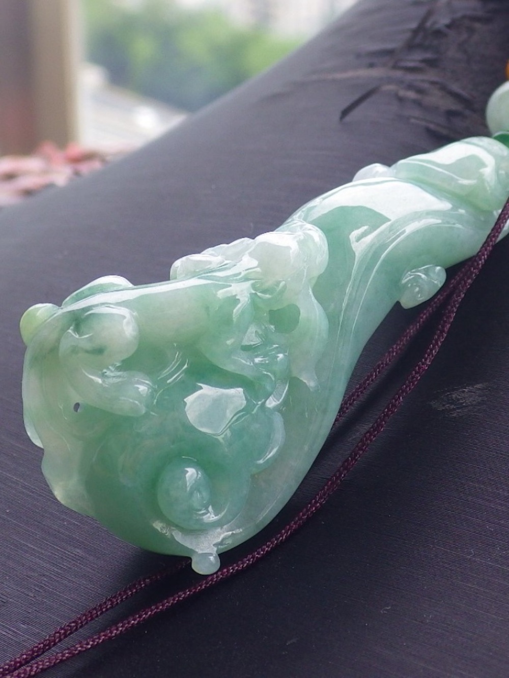 Certified Natural Burma Grade A Jade jadeite Dragon Pi Xiu Hook Pendant Necklace